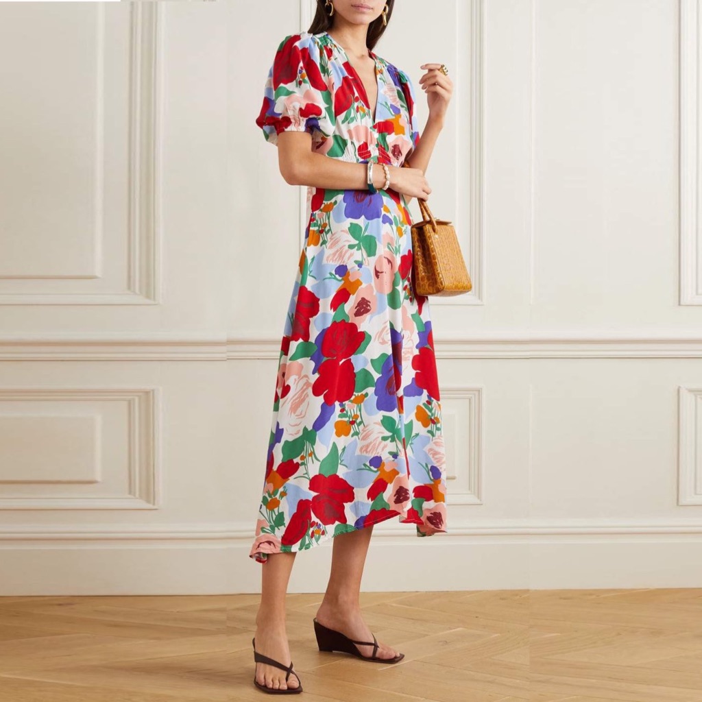 Nwt Faithfull The Brand Marie Louise Midi Dress In Anita Floral Print